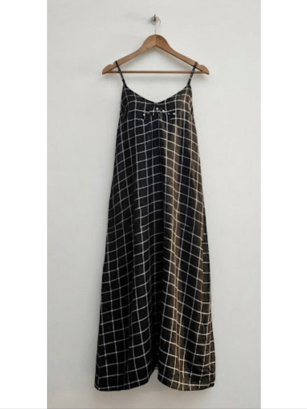 ZARA WOMAN Studded Plaid Check Cami Midi Dress Spaghetti Strap Size S Boho Fall